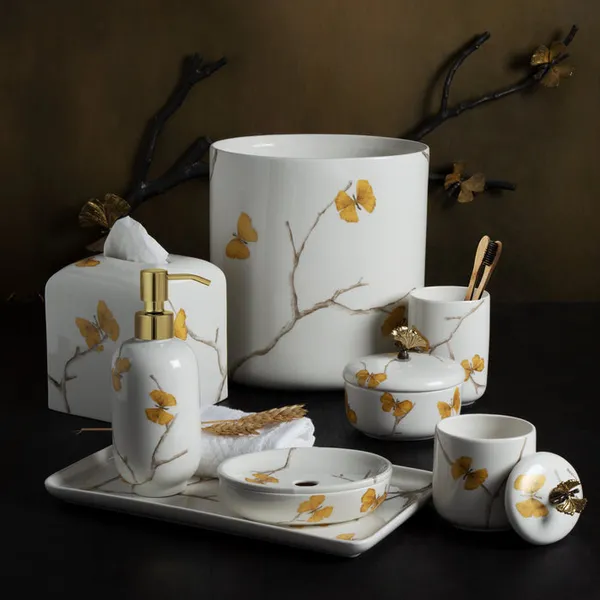 Butterfly Gingko Porcelain Soap Dispenser Image 2 Carats Mcallen, TX
