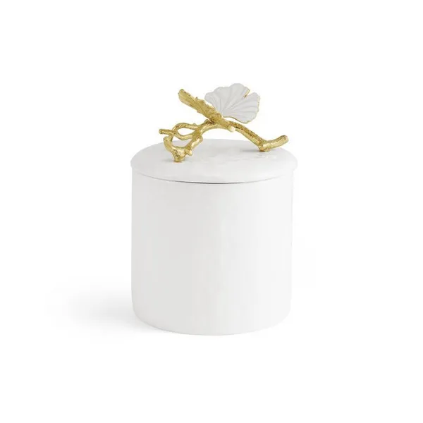 Michael Aram Butterfly Ginkgo Gold Porcelain Canister - X-Small Carats Mcallen, TX