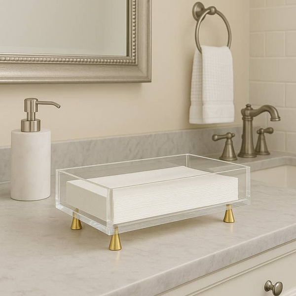 Footed Guest Towel Holder, Gold Image 2 Carats Mcallen, TX