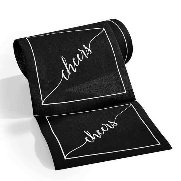 Cotton Cocktail Napkin Roll: Midnight Toast -Silver 