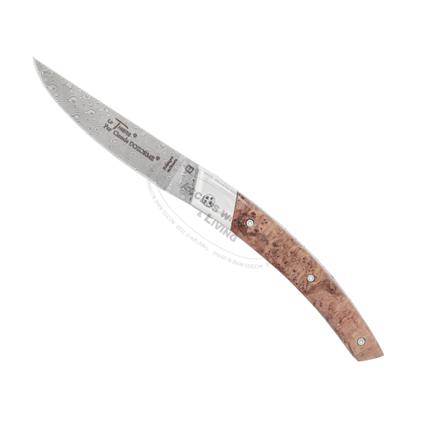 Wooden box of Thiers pocket knife RLT  with damascus blade Carats Mcallen, TX