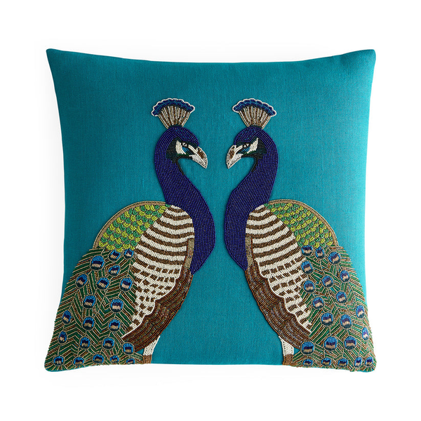 Jonathan Adler Peacock Beaded Pillow Carats Mcallen, TX