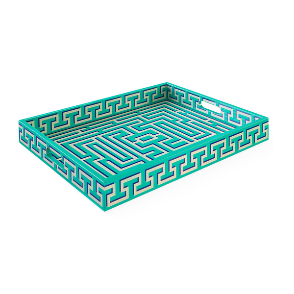Jonathan Adler Labyrinth Lacquer Tray- Green Carats Mcallen, TX