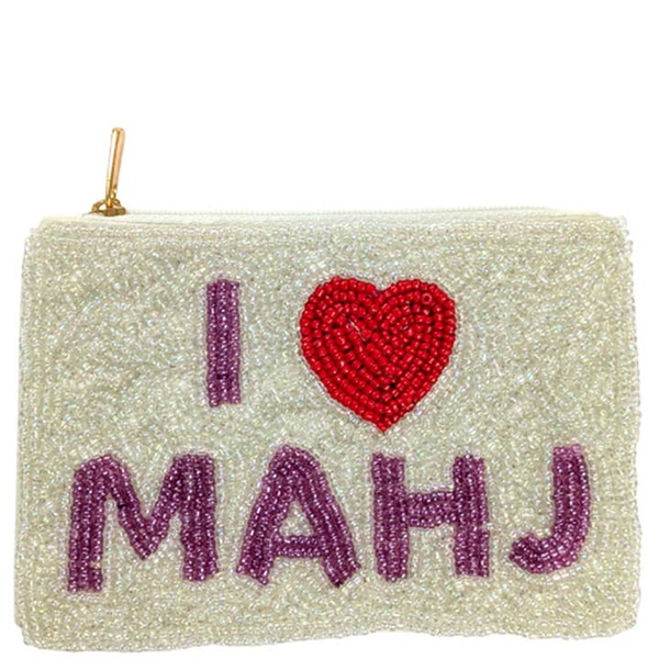 Seed Bead I Heart Mahj Coin Purse Bag, Hd Carats Mcallen, TX