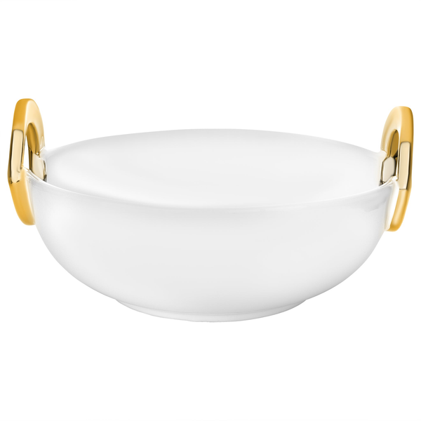 Ceramic Bowl with Gold Loop Handle Carats Mcallen, TX