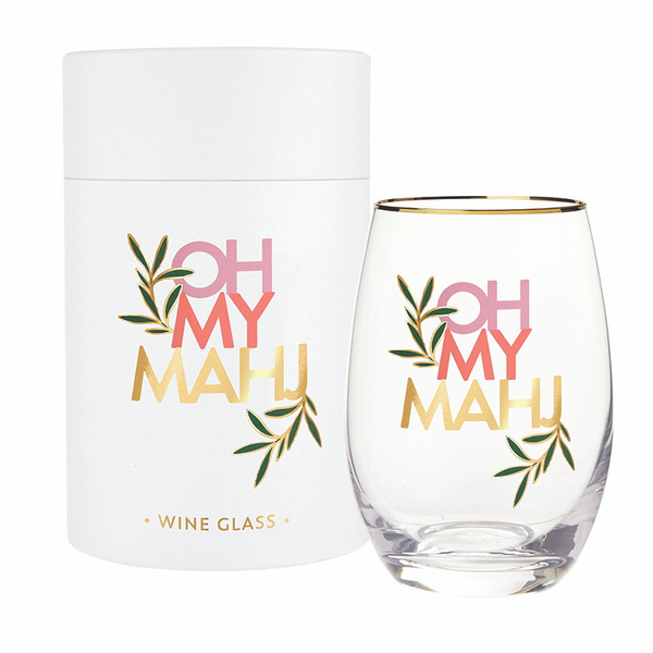 Gold Foil Stemless Wine Glass - Oh My Mahj Carats Mcallen, TX
