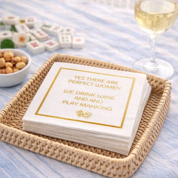 Linen-Feel Cocktail Napkins, Perfect Women Mahj Image 3 Carats Mcallen, TX