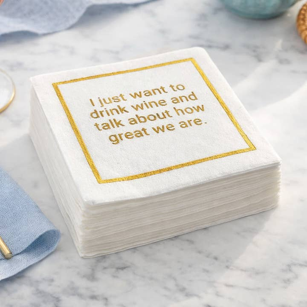 Linen-Feel Cocktail Napkins, Want to Drink Wine Carats Mcallen, TX