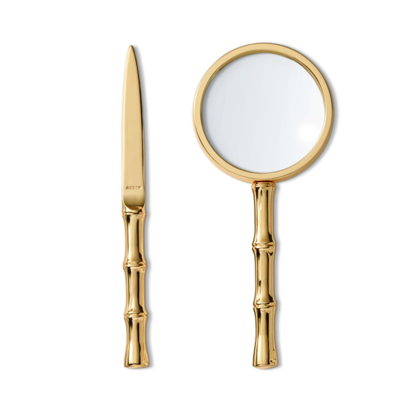 Ava Bamboo Magnifying Glass & Letter Opener, Brass Carats Mcallen, TX