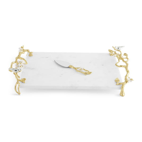Michael Aram Lovebirds Silver & Gold Chesseboard w Knife Carats Mcallen, TX
