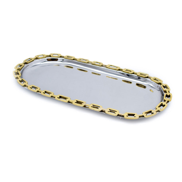 Luxe Linked Stainless Steel Oval Serving Platter Carats Mcallen, TX