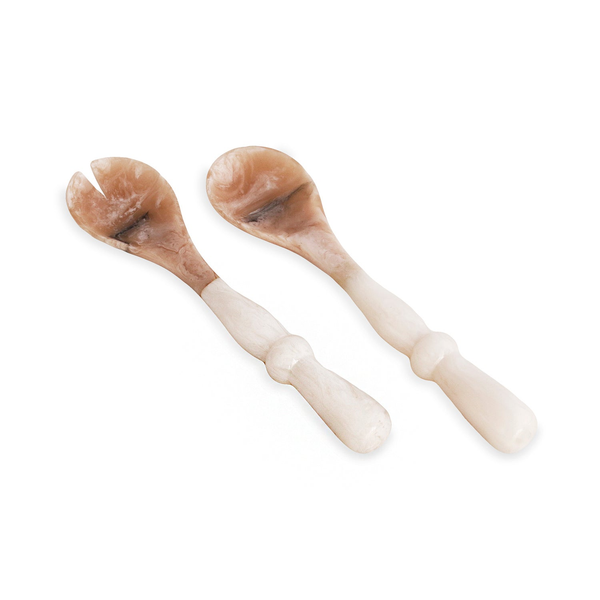 RESIN Alabaster Salad Servers White Swirl Image 2 Carats Mcallen, TX