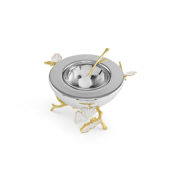Michael Aram Butterfly Ginkgo Gold Caviar Dish with Spoon Image 2 Carats Mcallen, TX
