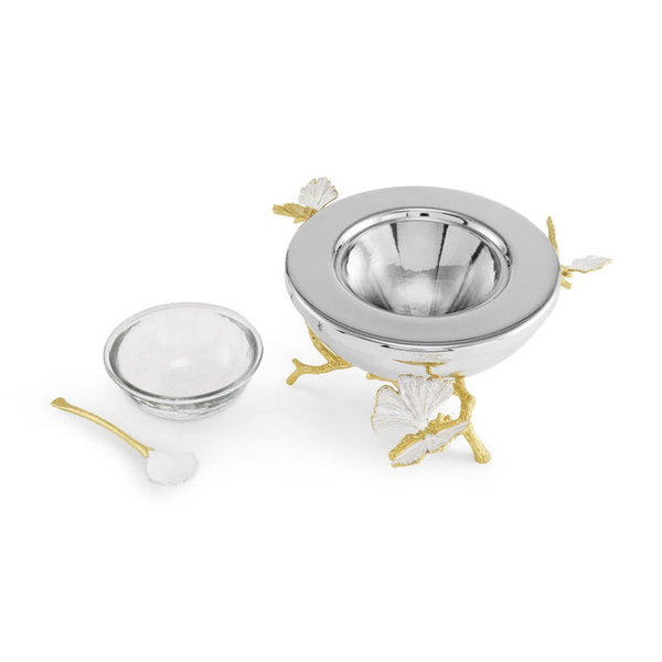 Michael Aram Butterfly Ginkgo Gold Caviar Dish with Spoon Image 3 Carats Mcallen, TX