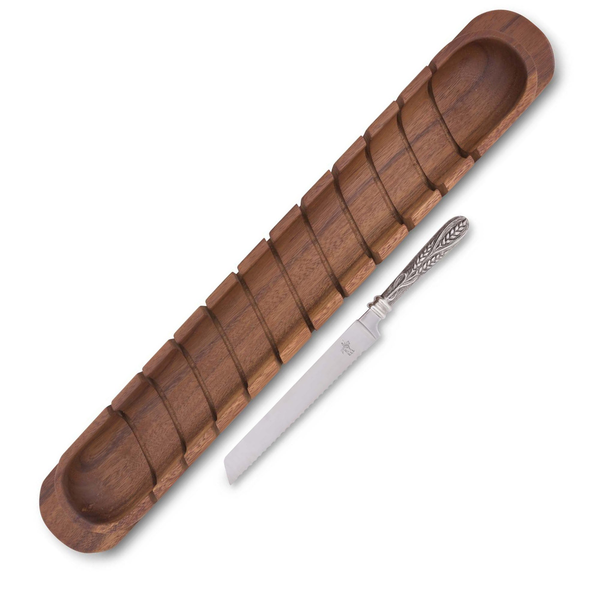 Baguette Board with Wheat Pattern Bread Knife Carats Mcallen, TX