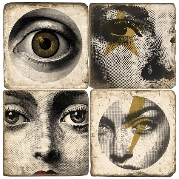 Pop Art Faces - Tumbled Marble Coasters Carats Mcallen, TX