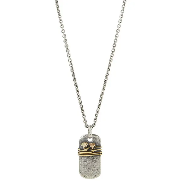 John Varvatos Silver and Brass Dog Tag Pendant Carats Mcallen, TX