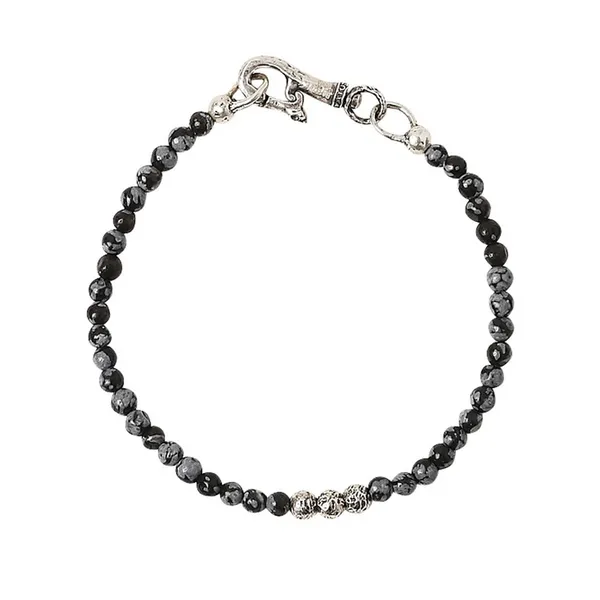 John Varvatos Silver Obsidian Bead Bracelet Carats Mcallen, TX