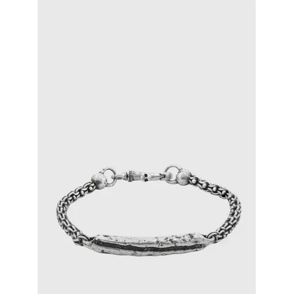 John Varvatos Silver Black Diamond ID Tag Bracelet Carats Mcallen, TX