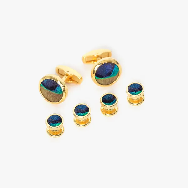 Brackish Capers Cufflink & Studs Set-Gold Carats Mcallen, TX