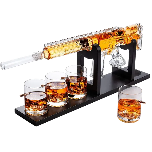 Whiskey Gun Decanter Set 1000 ml & 4 Bullet Glasses Image 2 Carats Mcallen, TX