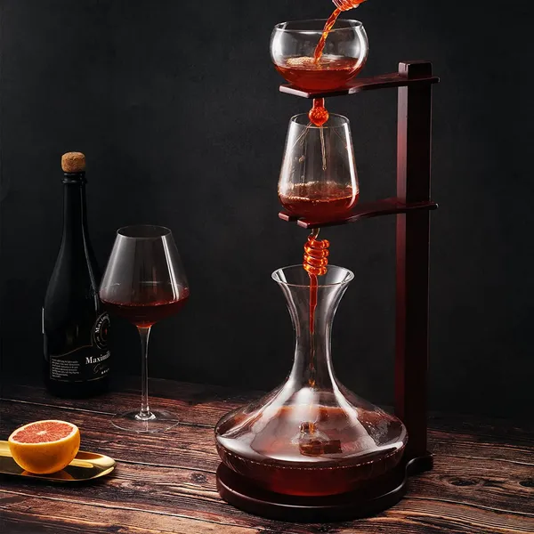 Wine Tower Decanting & Aerator Set by The Wine Savant - Unique Wine Decanter - 3 Aerating Parts - Upper, Middle & Lower Aerators - Whisky & Wines Cara Image 2 Carats Mcallen, TX