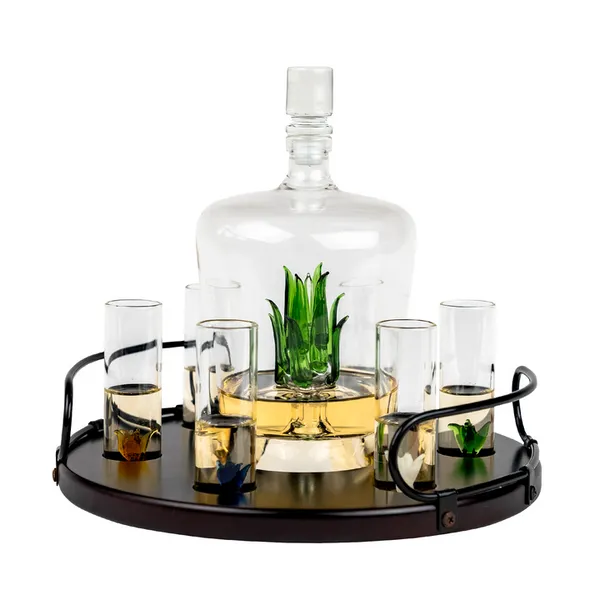 Tequila Decanter Tequila Glasses Set with Agave Decanter and 6 Agave Shot Glass With Stand Carats Mcallen, TX
