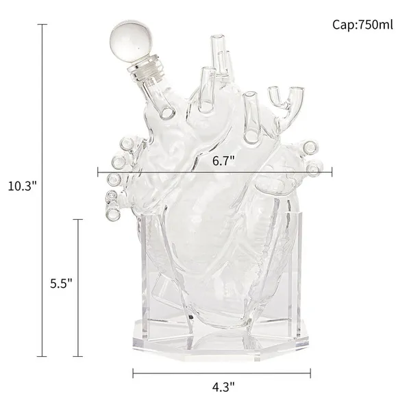 Heart Decanter with Acrylic Base Image 3 Carats Mcallen, TX