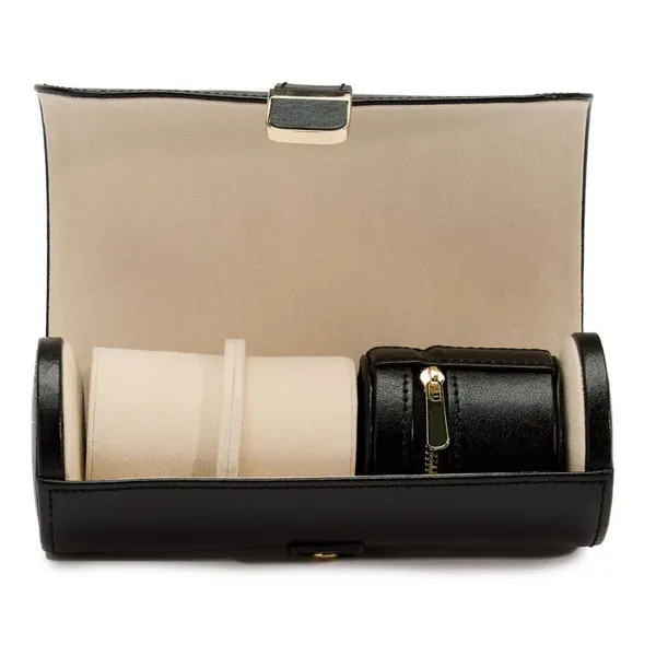 Palermo Double Watch Roll with Jewelry Pouch- Black Anthracite Image 2 Carats Mcallen, TX