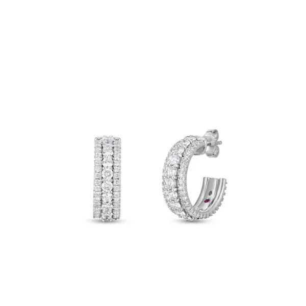 18K White Gold Pave Diamond Hoop Earrings Carats Mcallen, TX
