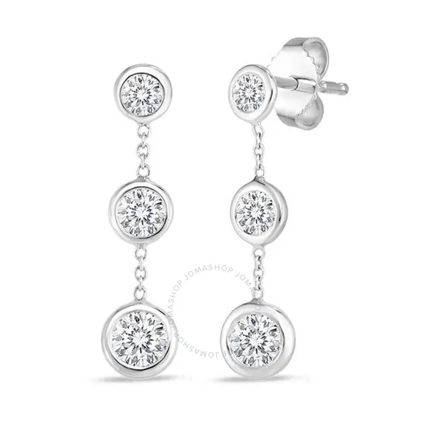18K White Gold Diamond Bezel Drop Earrings Carats Mcallen, TX