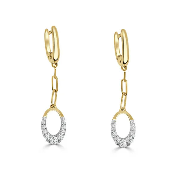 14K Yellow Gold Small Oval Diamond Hanging Earrings Carats Mcallen, TX