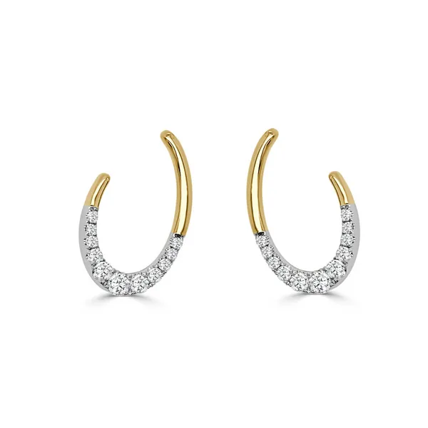 14K Yellow Gold Small Oval Clip Half Microset Diamond Half Polish Post Earrings Carats Mcallen, TX