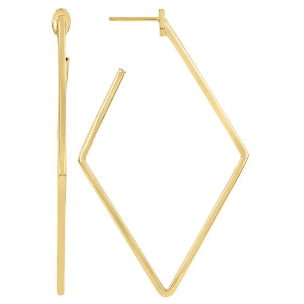 18K Yellow Gold 30mm Square Hoop Earrings Carats Mcallen, TX