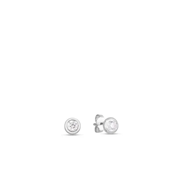 18K White Diamond Bezel Stud Earrings Carats Mcallen, TX