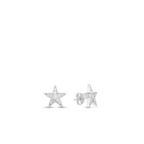 18K White Diamond 5 Point Star Stud Earrings Carats Mcallen, TX