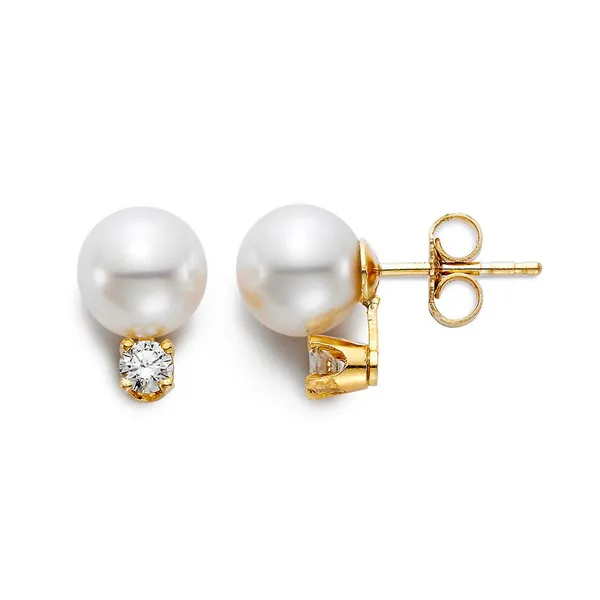 Akoya Pearl & Diamond Stud Earrings Carats Mcallen, TX