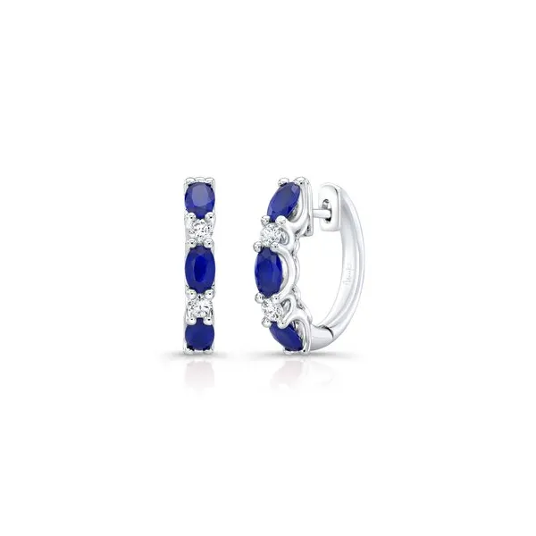 Uneek Precious Collection Oval Shaped Blue Sapphire Huggie Earrings Carats Mcallen, TX
