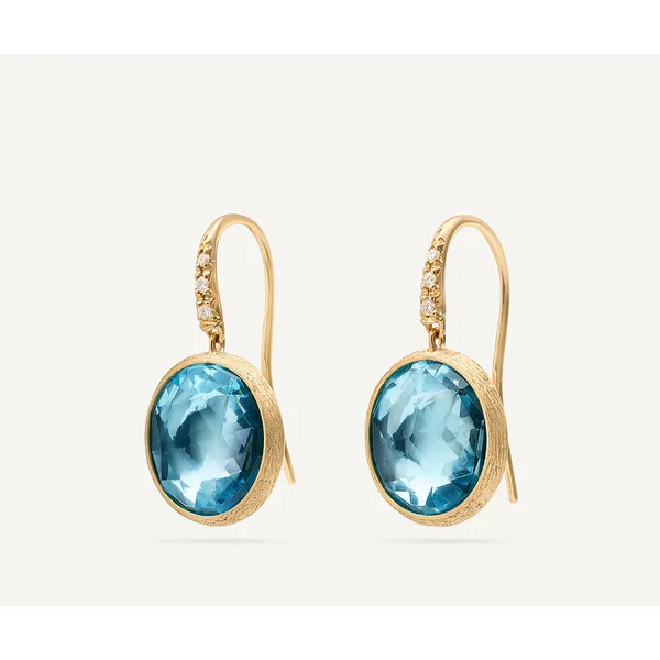 MARCO BICEGO 18K Yellow Gold London Blue Topaz Drop Earrings with Diamonds Carats Mcallen, TX