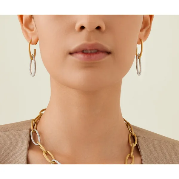 MARCO BICEGO JAIPUR GOLD 18K Yellow Gold Link Drop Earrings With Diamonds Image 2 Carats Mcallen, TX