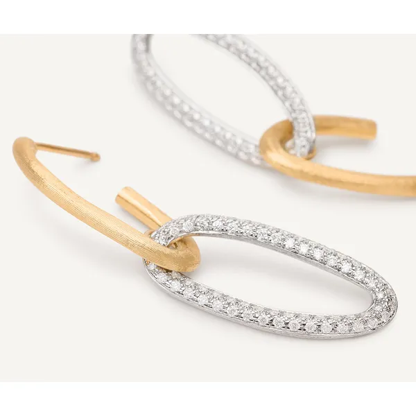 MARCO BICEGO JAIPUR GOLD 18K Yellow Gold Link Drop Earrings With Diamonds Image 3 Carats Mcallen, TX