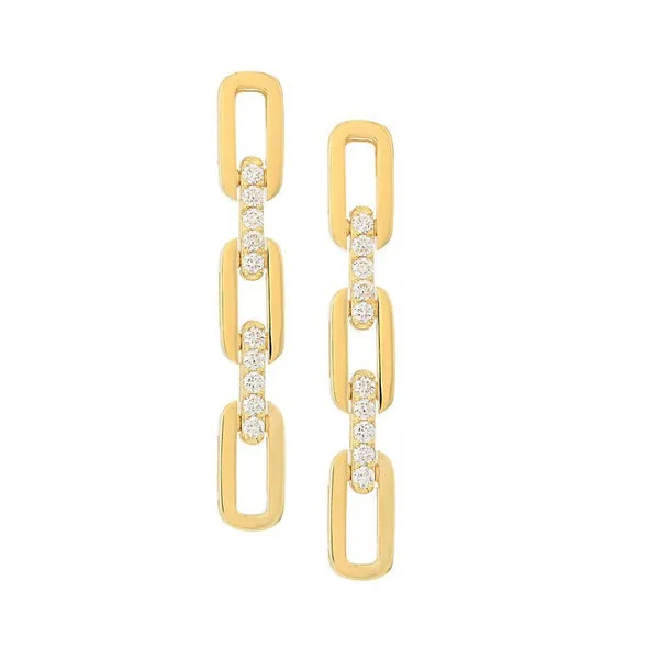 18K Yellow Gold Navarra Diamond 3 Link Drop Earrings Carats Mcallen, TX