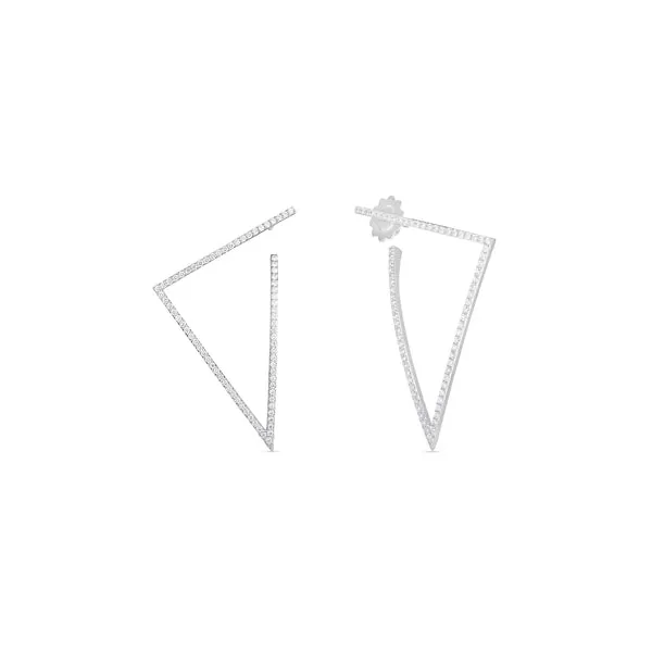 18K White Gold Diamond Classic Triangle Earrings Carats Mcallen, TX
