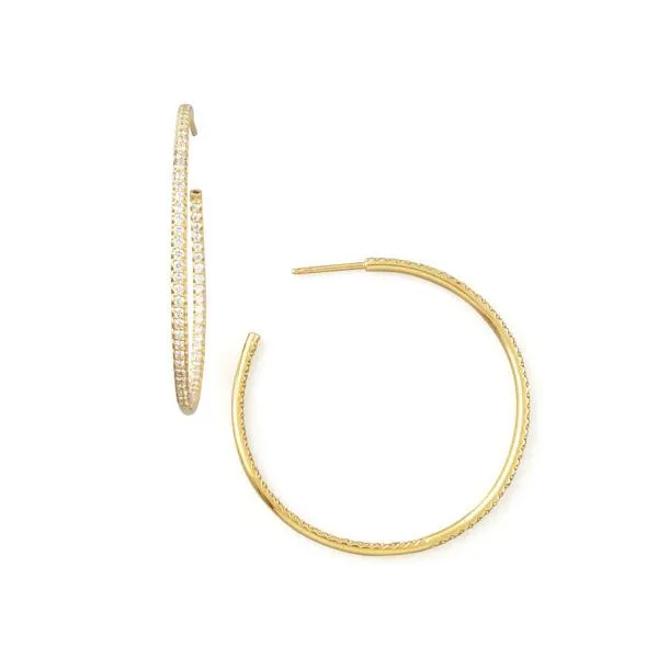 18K Yellow Gold Diamond XXLarge Hoop Earrings Carats Mcallen, TX