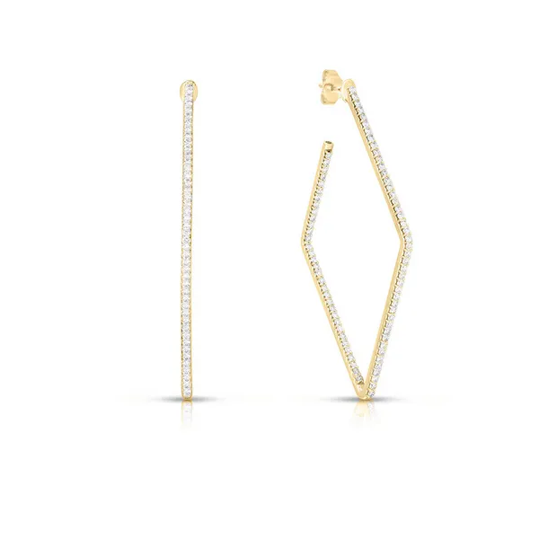 18K Yellow Gold Diamond Square Hoop Earrings Carats Mcallen, TX