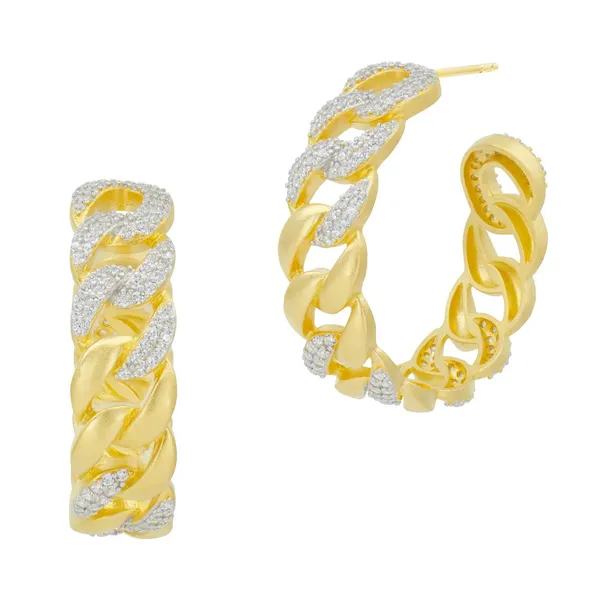 Pave Chain Link Hoop Earrings Carats Mcallen, TX