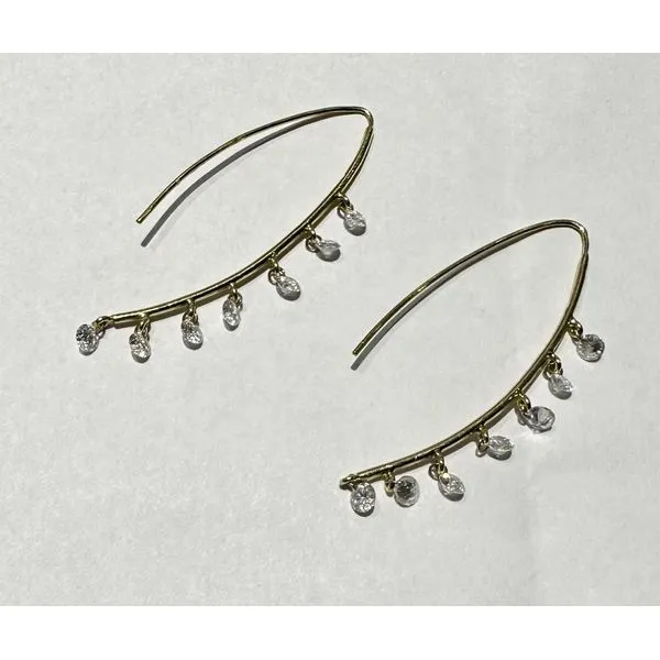 18K Yellow Gold Diamond Long Hooks Earrings Carats Mcallen, TX