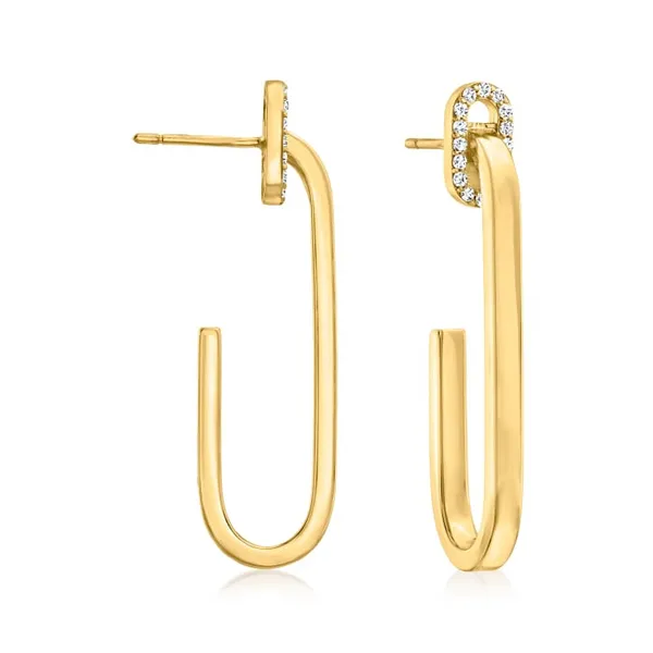 18K Yellow Gold Diamond Single Link Drop Earrings Carats Mcallen, TX