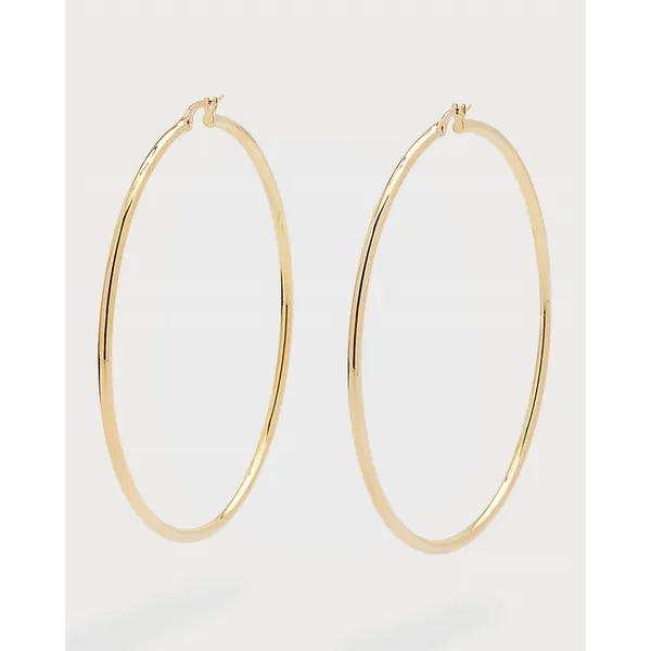 18K Yellow Gold 65mm Hoop Earrings Carats Mcallen, TX