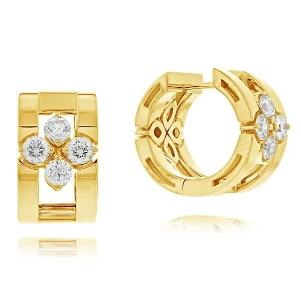 18K YELLOW GOLD LOVE IN VERONA DIAMOND OPEN FRAME HOOP EARRINGS Carats Mcallen, TX